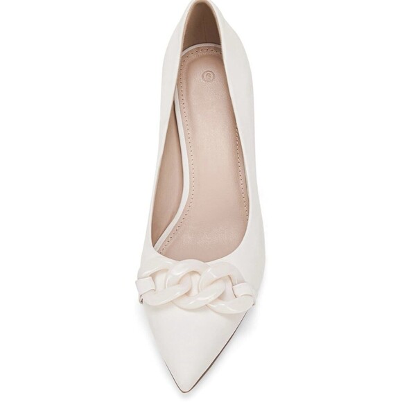 High Heel Pumps Women;s Size 7 Pointed Toe Ivory Slip On Faux Suede 3" Heel - Picture 5 of 6